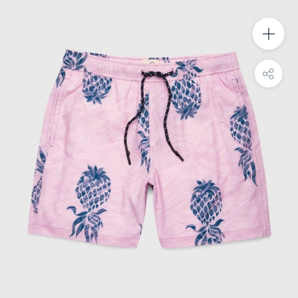 NWT Surfside Supply, Jimmy 6.5" Pineapply Volley Swim Trunks, Men's Large​